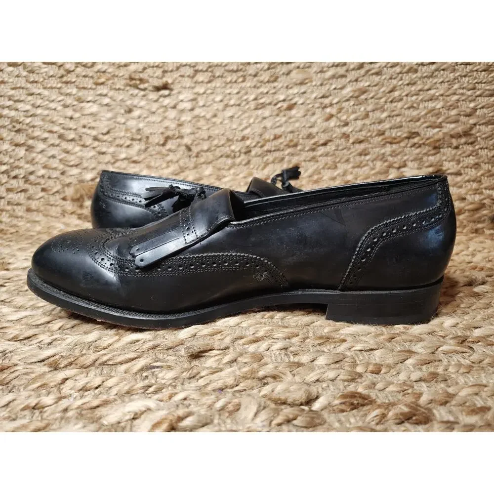 Florsheim Imperial Dress Shoes Men's Sz. 10 Black Wingtip Leather Loafers